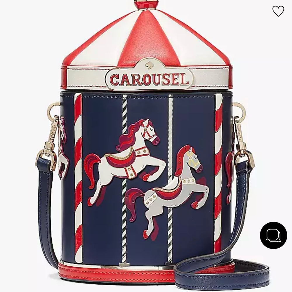 KATE SPADE WINTER WONDERS 3D CAROUSEL MERRY-GO-ROUND CROSSBODY KE578 NWT